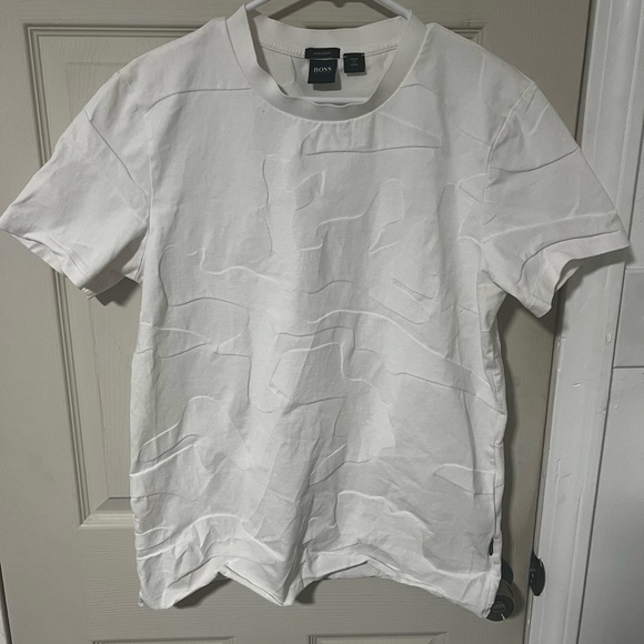 HUGO BOSS MERCERISED-COTTON T-SHIRT WITH LARGE JACQUARD-WOVEN MONOGRAMS SIZE M - Picture 3 of 6